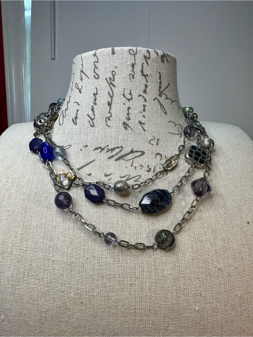 Lia Sophia Layered Necklace with Blue, Purple and Silver Accents